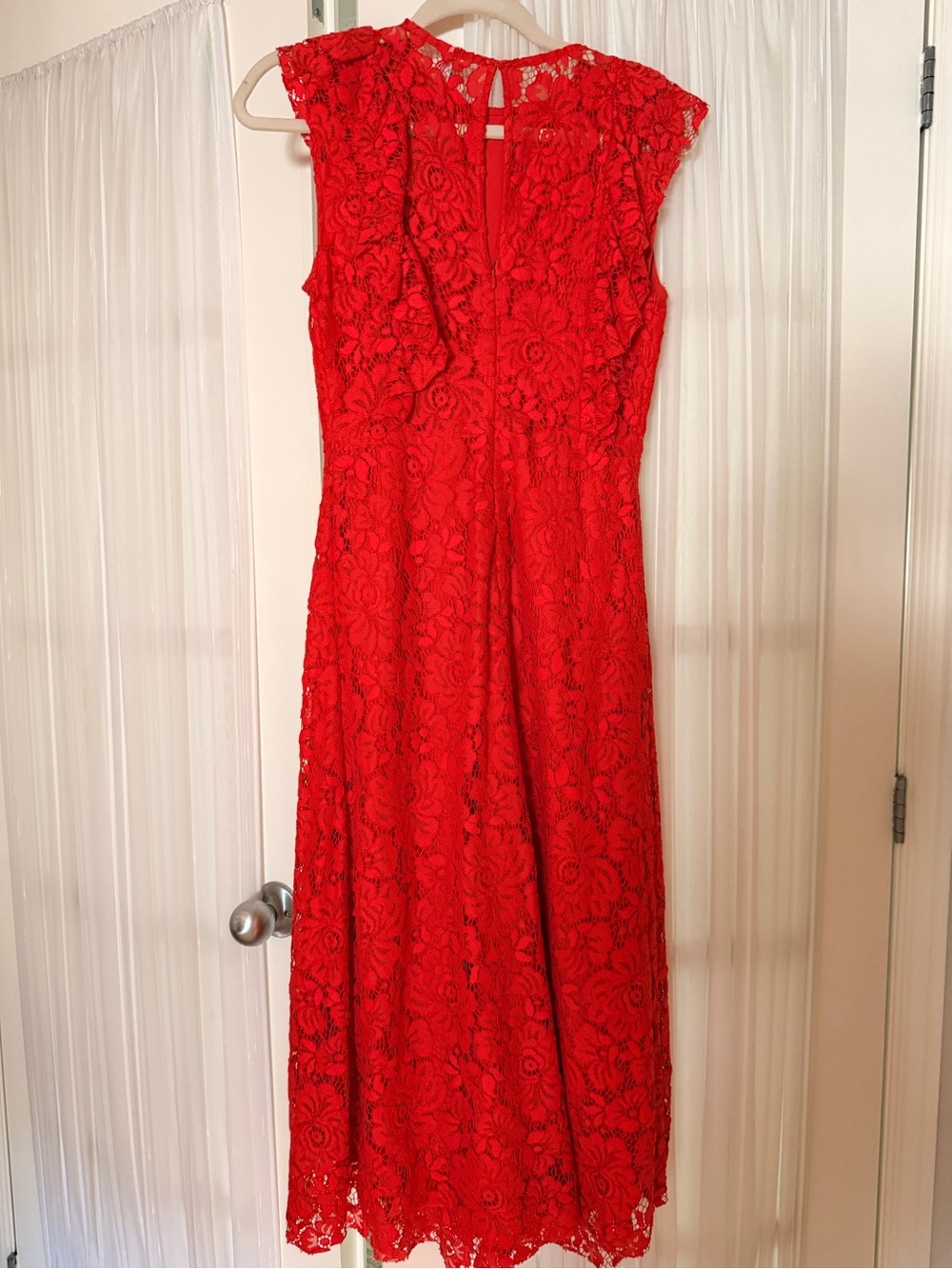 Mango Red Lace Midi Dress